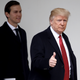 U.S. President Donald Trump gives a thumbs up sign as he walks with son-in-law and senior advisor Jared Kushner to a waiting Marine One helicopter while departing the White House on March 15, 2017 in Washington, D.C.